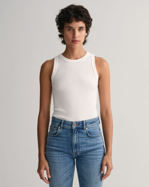 Women’s High Neck Ribbed Tank Top